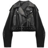 Leather Short Jacket with Belt