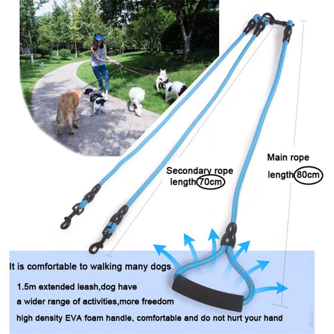 Double Dog Walking Rope Lead