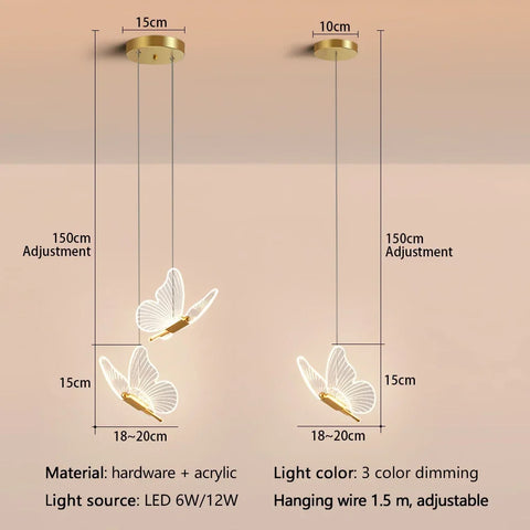 Modern LED Butterfly Pendant Light
