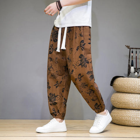 Mens Cotton Linen Harem Pants