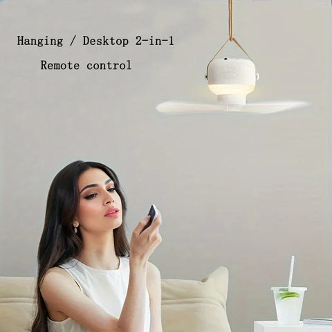 Portable Wireless Mini Ceiling Fan Light