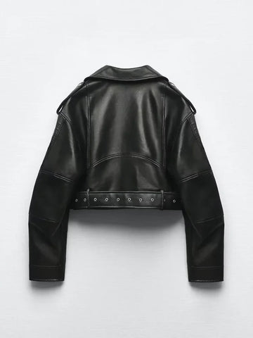 Leather Short Jacket with Belt