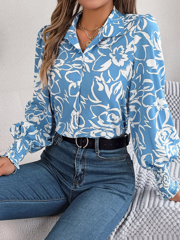 Turn Down Collar Womens Blouse