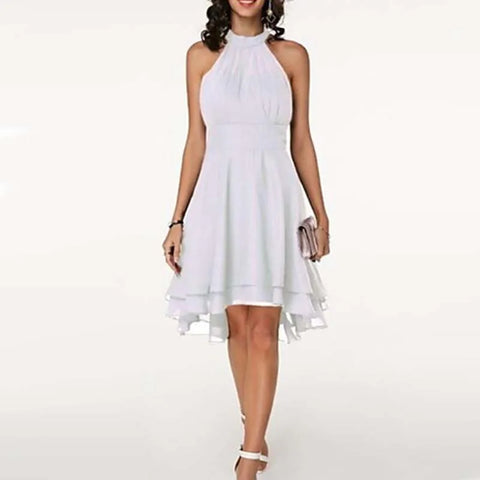 Elegant High Waist Halter Midi Dress