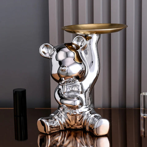Ceramic Bear Statue with Storage Function