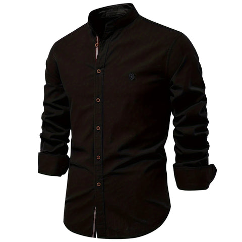 Mens Stand Collar Casual Shirt