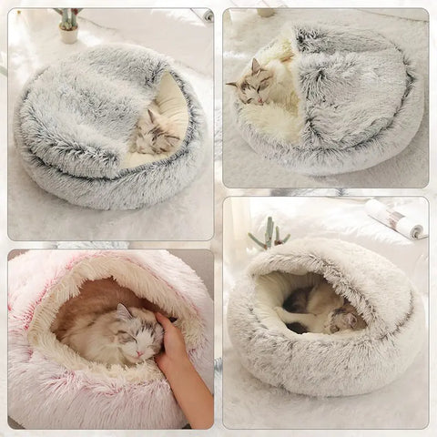 Soft Plush Round Pet Bed with Cover