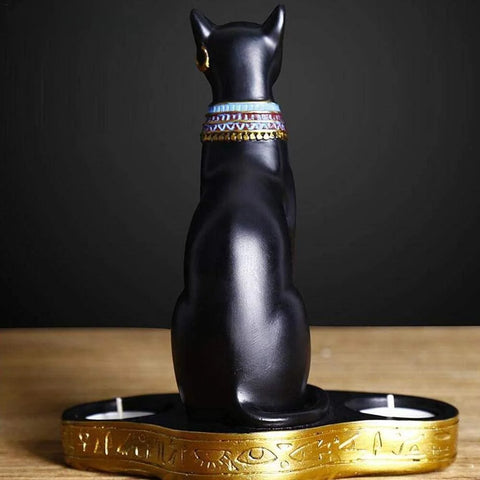 Egyptian Cat Candle Holder Resin Statue