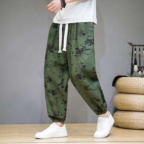 Mens Cotton Linen Harem Pants
