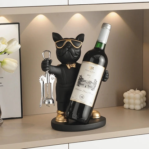 Resin French Bulldog Wine Bottle Rack