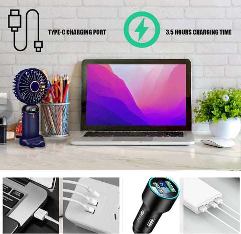 Portable Handheld Fan with Base