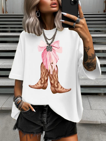 Pink Boot Graphic T-Shirt Women