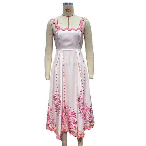 Wavy Edge Patchwork Halter Dress
