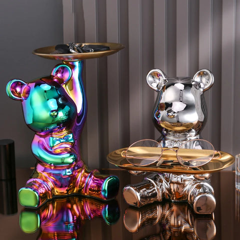 Ceramic Bear Statue with Storage Function
