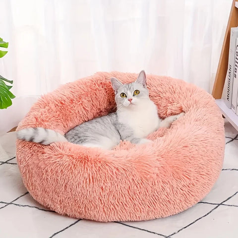 Indoor Gray Plush Pet Bed Soft & Comfy