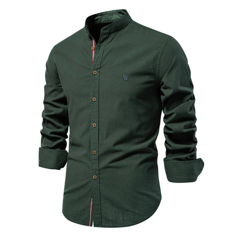 Mens Stand Collar Casual Shirt