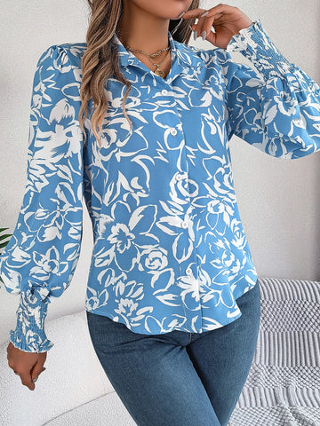 Turn Down Collar Womens Blouse