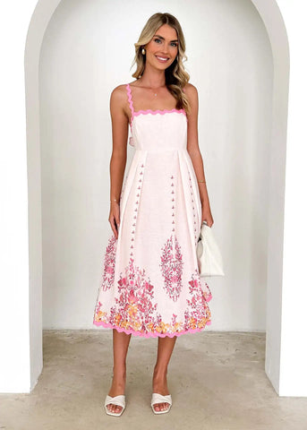 Wavy Edge Patchwork Halter Dress