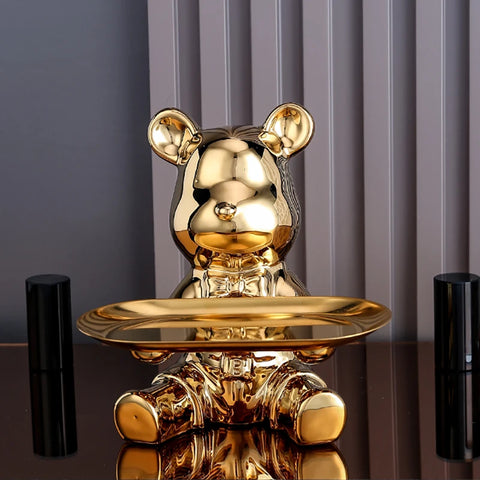 Ceramic Bear Statue with Storage Function