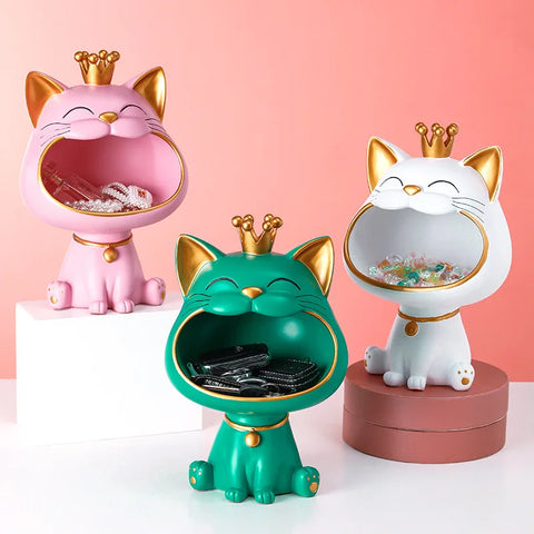 Mini Cat Resin Figurine Storage Box