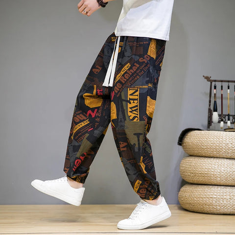 Mens Cotton Linen Harem Pants