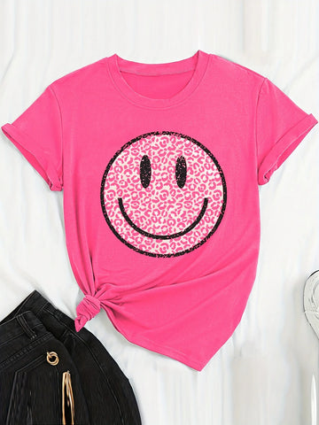 Ladies Smile Face Tee Daily Top