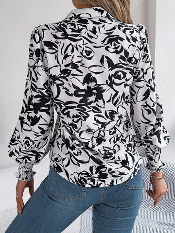 Turn Down Collar Womens Blouse