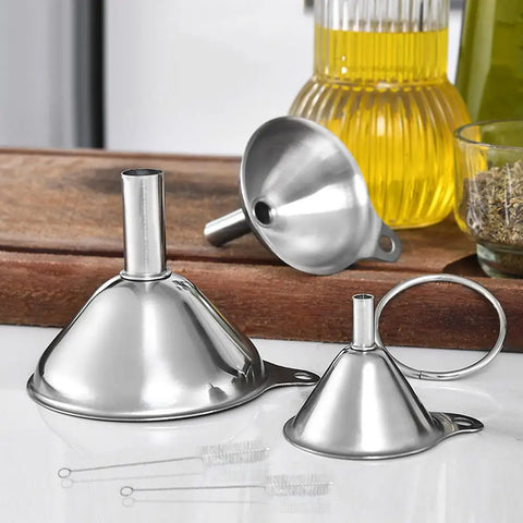 Stainless Steel Funnels 3 Pack with Handle
