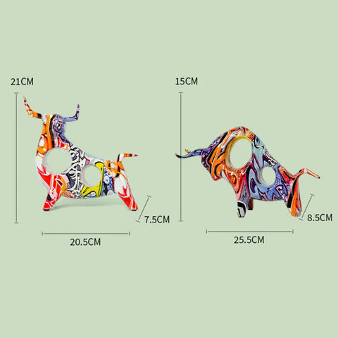 Modern Colorful Bull Figurine Ornament