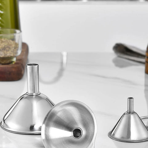 Stainless Steel Funnels 3 Pack with Handle