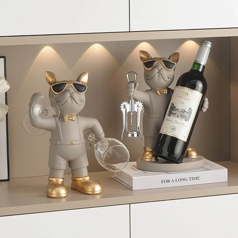 Resin French Bulldog Wine Bottle Rack