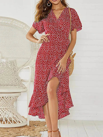 Ruffle Wrap Split Party Dress