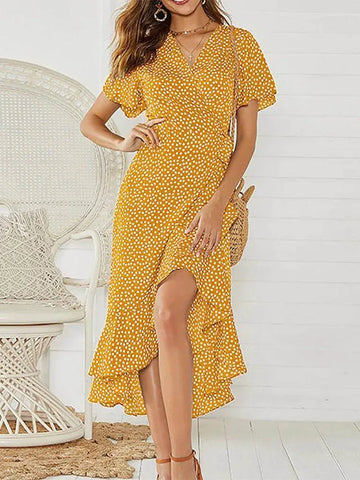 Ruffle Wrap Split Party Dress