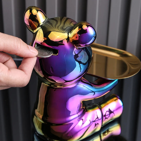 Ceramic Bear Statue with Storage Function