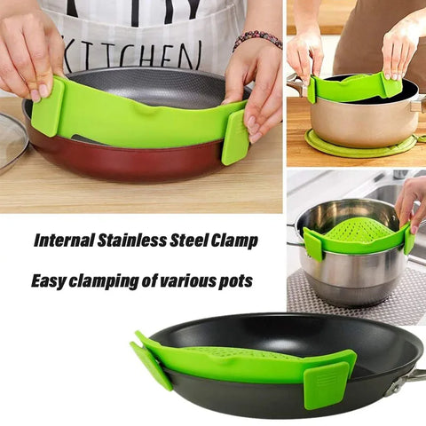 Kitchen Pot Drainer Silicone Clip Filter