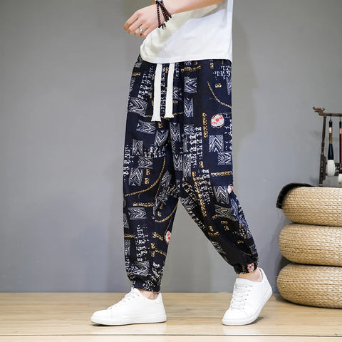 Mens Cotton Linen Harem Pants