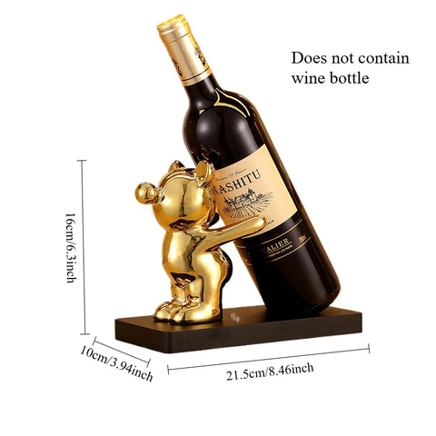 Ceramic Teddy Bear Wine Rack Statue