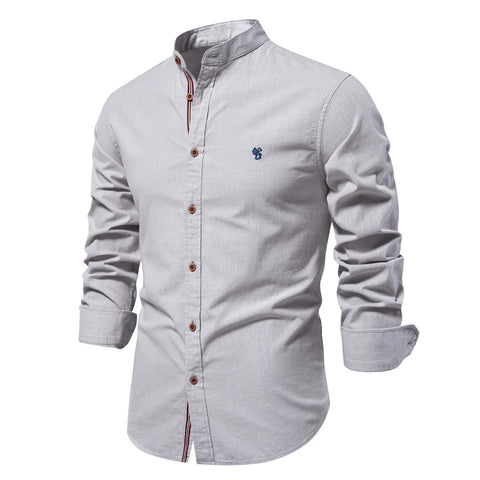 Mens Stand Collar Casual Shirt