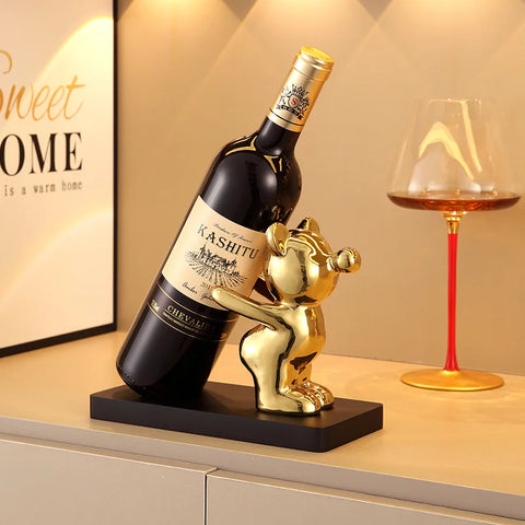 Ceramic Teddy Bear Wine Rack Statue