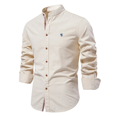 Mens Stand Collar Casual Shirt