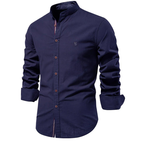 Mens Stand Collar Casual Shirt