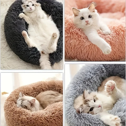Indoor Gray Plush Pet Bed Soft & Comfy