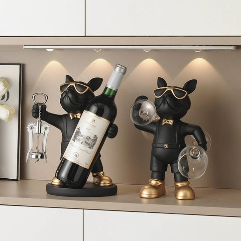 Resin French Bulldog Wine Bottle Rack