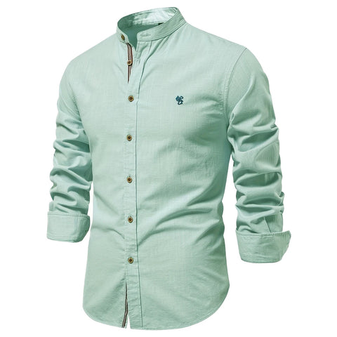 Mens Stand Collar Casual Shirt