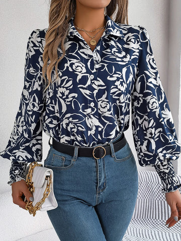 Turn Down Collar Womens Blouse