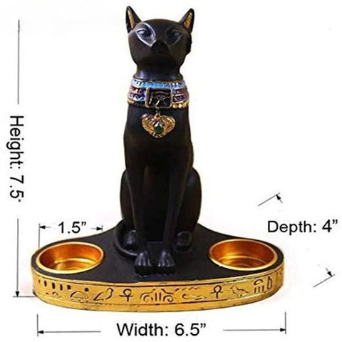 Egyptian Cat Candle Holder Resin Statue