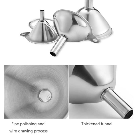 Stainless Steel Funnels 3 Pack with Handle