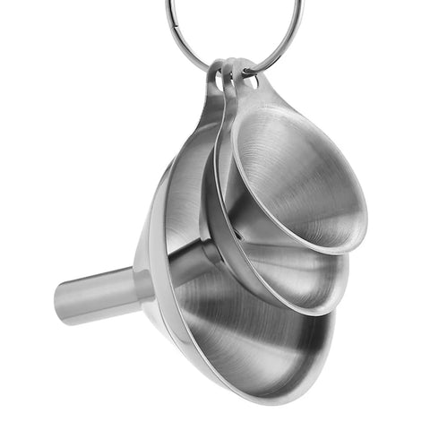 Stainless Steel Funnels 3 Pack with Handle