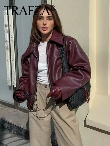 Thickened Faux Leather Jacket for Women