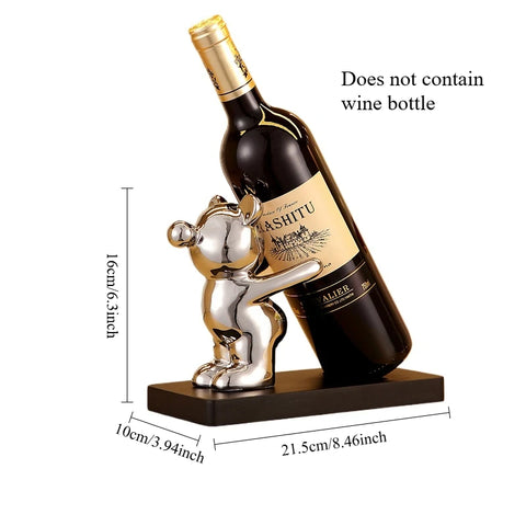 Ceramic Teddy Bear Wine Rack Statue